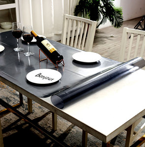磨砂黑色1.5mmPVC桌布方形软玻璃防水餐桌垫塑料免洗防油台布