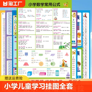 【全套7张】小学儿童学习挂图全套 拼音字母乘除10加减口诀表识字