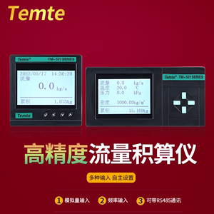 Temte流量积算仪蒸汽积算带温压补偿液体气体流量定量控制仪