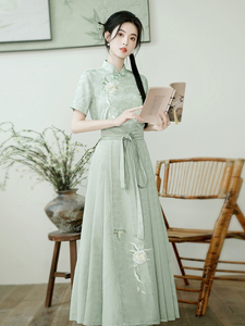 新中式国风马面裙上衣搭配套装日常改良汉服上班穿小个子古风女装