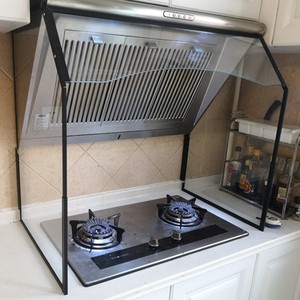 开放式厨房灶台隔热防油板隔油支架欧式侧吸式油烟机玻璃罩挡油板