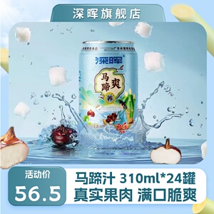 深晖马蹄爽饮料果肉果粒甘蔗汁310ml*24罐马蹄茅根竹蔗水果汁整箱