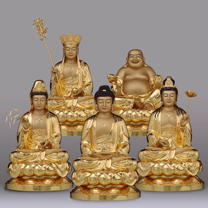 纯铜全堂佛佛像三宝佛观音地藏王弥勒西方三圣裟婆三圣供奉摆件