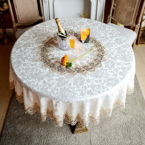 欧式大圆桌布布艺家用台布圆桌垫圆形茶几盖布桌椅套装蕾丝餐桌布