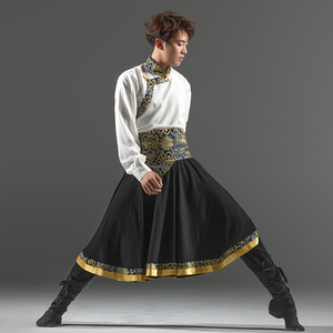新款藏族服装成人男少数民族艺考练习舞蹈训练服饰草原舞台演出服