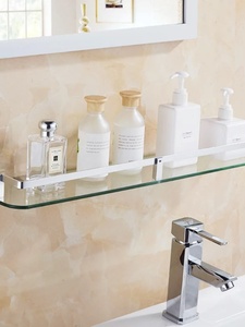 浴室单层化妆平台架免打孔卫生间镜子下面的置物架玻璃洗漱台托盘