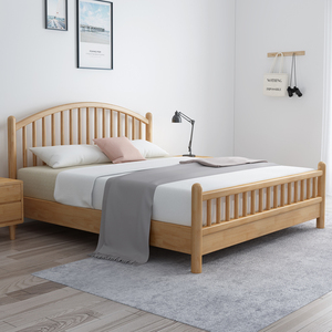 全实木床北欧式简约1.8米单双人现代主卧室简易经济型出租屋房用