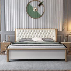 定制卧室家用软靠美式床18米双人床15米单人床主卧高箱储物实木床