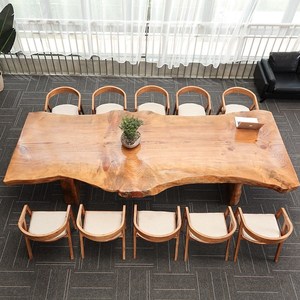 工业风整体实木大板长桌子简约办公室会议桌现代工作台洽谈桌椅子