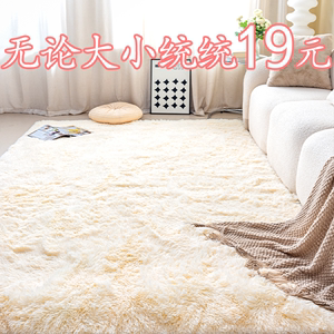 白色地毯卧室坐垫拍照纯色ins风长毛毛绒毛毯地垫客厅飘窗床边毯