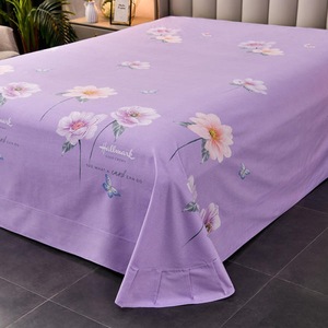 纯棉紫色玫瑰花加厚单件斜纹床单1.8米床全棉简约双人三件套
