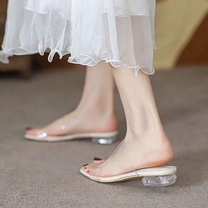 平底凉拖鞋外穿女夏季低跟2022年新款时装性感透明高跟鞋凉鞋女