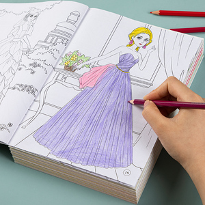 儿童画画本公主涂色书3宝宝6岁5女孩涂鸦填色绘画册幼儿园图画书