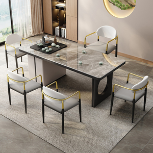新款意式轻奢岩板茶桌椅组合现代简约阳台家用茶台办公室喝泡茶桌