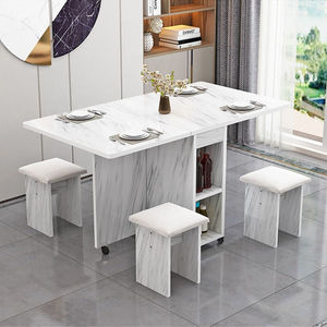 鸿槐树桦折叠餐桌家用小户型可移动带轮可伸缩长方形简易多功能吃