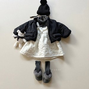 韩国童装代购 RAKER保暖吊带连衣裙棉裙子碎花菱形格百搭女童甜美