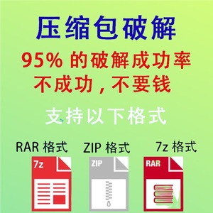 压缩包 7z zip rar 格式文件解压密码破解/解密/找回/恢复/解锁