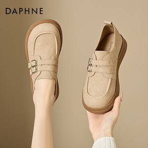 Daphne达芙妮乐福鞋2024春季新款厚底软底复古休闲小皮鞋勃肯女鞋