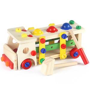 多功能拆装螺母工程车木质鲁班椅工具箱组合儿童益智拼装螺丝玩具