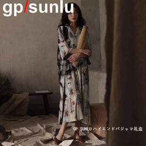 日本GP冰丝睡裙女夏季短袖长裙高级感衬衫式睡衣大码可外穿家居服