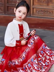 儿童马面裙女童套装冬季2024新款中国风古装汉服冬款拜年服女秋季