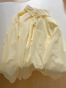 韩系纯棉黄色长袖衬衫外套女2024早春穿搭新款设计感衬衣小衫上衣