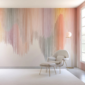 现代简约卧室背景墙纸抽象色彩油画壁纸渐变客厅沙发北欧电视墙布