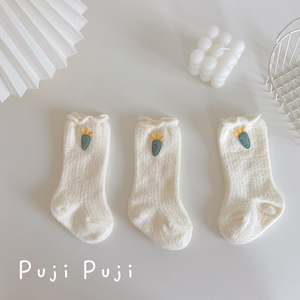 婴儿袜子冬加厚加绒保暖新生儿珊瑚绒高筒袜秋冬季宝宝松口中筒袜