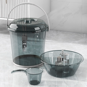 家用透明带盖子洗澡大号储水桶加厚塑料桶大容量户外洗车桶手提桶