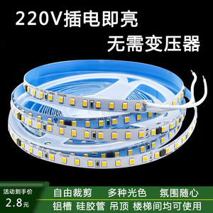 220V24V裸板LED灯带自粘装饰线性灯家装铝槽软线条灯高压贴片led