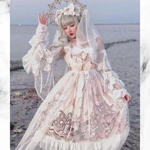 夏季lolita华丽公主航海宝藏JSK雪纺连衣裙+手袖+罩纱