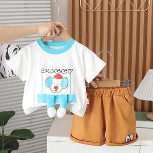 婴儿衣服夏季薄款透气凉爽卡通短袖套装6七8九10个月男女宝宝夏装