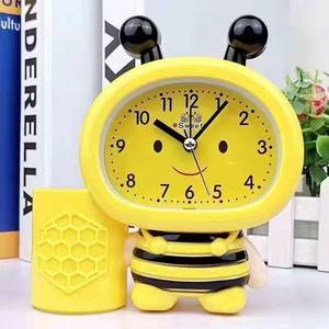学生学习闹钟创新创意笔筒小蜜蜂儿童床头时尚卡通简约可爱钟表