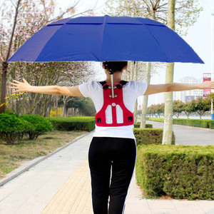 背式遮阳伞头顶太阳采茶钓鱼双层防晒防风折叠户外黑胶干活晴雨伞