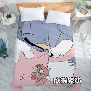 卡通汤姆猫杰瑞双人床床单单件儿童宿舍猫和老鼠单人床上下铺被单