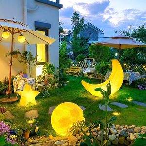 户外太阳能装饰灯创意月球灯庭院发光氛围灯花园草坪别墅月牙地灯
