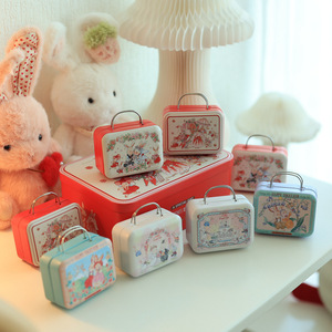 创意迷你手提包喜糖盒可爱卡通小兔图案铁盒婚礼婚庆糖果盒收纳盒