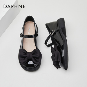 Daphne达芙妮 蝴蝶结~公主鞋洛丽塔鞋子黑色一字带玛丽珍女鞋夏季
