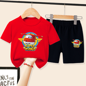 超级飞侠乐迪儿童夏季运动套装男童短袖t恤2024新款卡通衣服宝宝