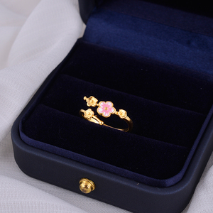 925桃花纯银戒指女小众设计高级轻奢时尚个性单戒指素圈指环刻字