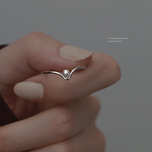 V形贝珠S925纯银戒指女冷淡风轻奢小众设计INS潮学生开口食指指环