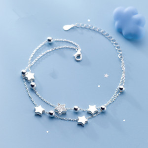 VENTFILLE 925 Sterling Silver Star Bracelet Fashion Korean