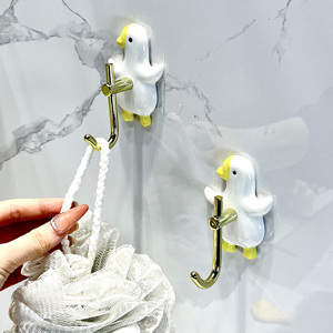 陶瓷鸭子挂钩粘胶强力承重免打孔粘贴墙壁墙上浴室卫生间厨房粘钩