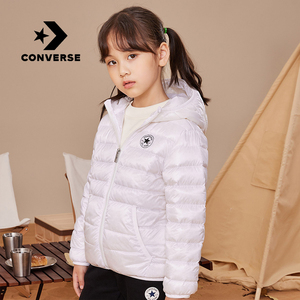 Converse匡威男女童羽绒服大小童亮面冬短款舒适保暖儿童轻薄外套