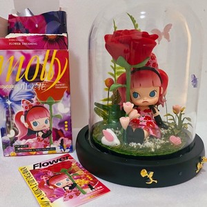 泡泡玛特molly红蔷薇小恶魔玻璃罩玫瑰女王展示盒场景防尘收纳盒