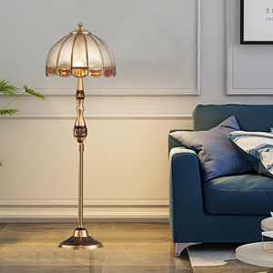 立式美式台灯落地灯复古主卧室床头灯创意设计感欧式客厅全铜轻奢