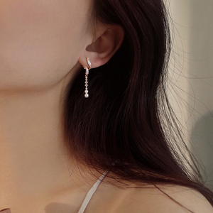 韩国玫瑰金珍珠耳钉女纯银小众设计高级感耳饰2024年新款爆款耳环