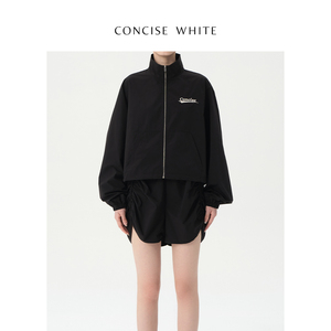 白鹿同款CONCISE-WHITE简白 拉链立领夹克外套23春夏新款设计师女