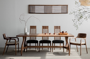 北欧实木餐桌简约日式家用书桌禅意茶桌创意工作台侘寂风长桌现代