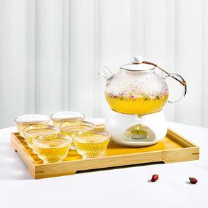 日式耐热花茶壶 花茶具透明杯玻璃花草水果花果茶壶蜡烛加热套装